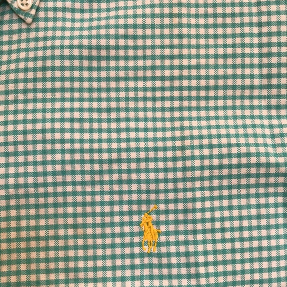 Ralph Lauren classic fit mens large green gingham cotton L/S shirt. - Picture 3 of 7